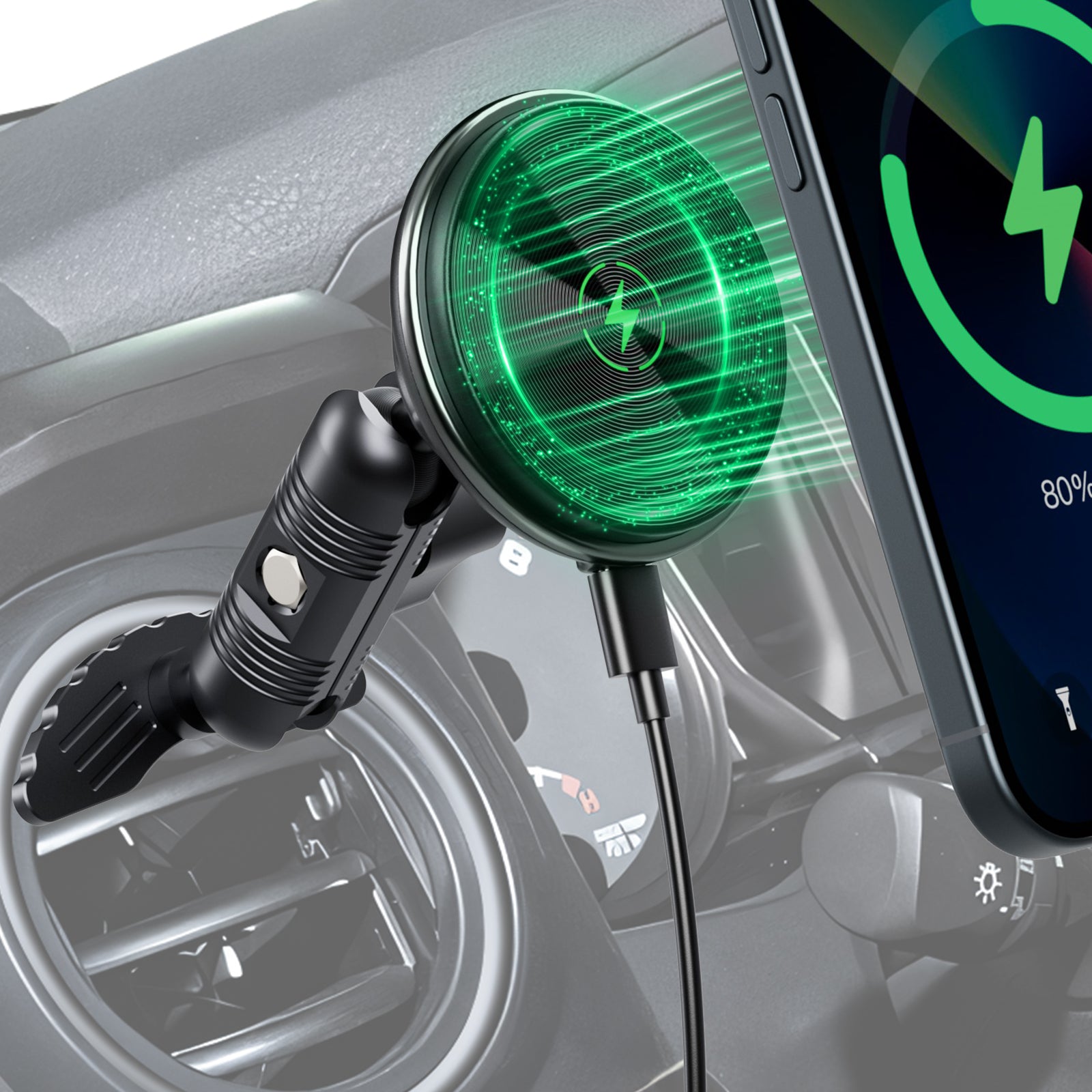Kaishengyuan Wireless Charger Magnetic Vent Phone Mount Compatible with Tacoma 2016-2023 and 2014-2021 Toyota Tundra, 3rd Gen Tacoma Cell Phone Cradles with 20x Super Strong Magnet Phone Holder
