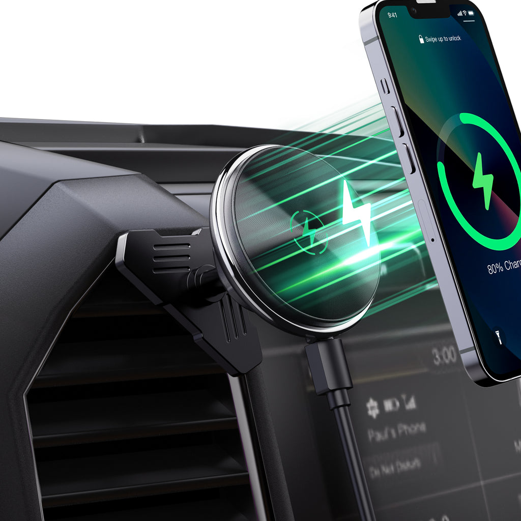 Kaishengyuan Wireless Charger Magnetic Vent Phone Mount Compatible with 2015-2020 Ford F-150, 2017-2021 Super Duty & 2018-2021 Expedition Metal Phone Holder Cradles Bracket Stand for All Smartphone