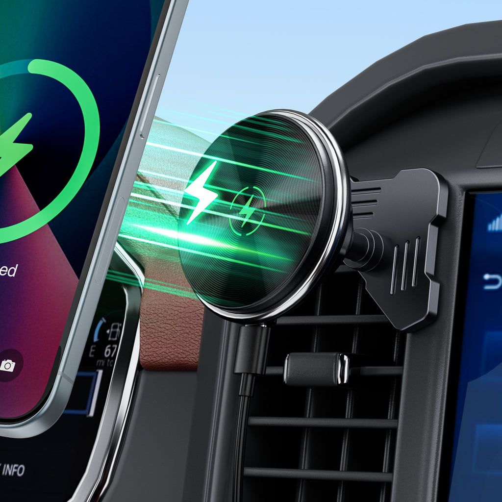 Car Vent Wireless Charger Magnetic Phone Mount Compatible with 2021-2026 Ford F-150, 2023-2026 Super Duty F250/F350/F450, Metal Phone Holder Cradles Bracket Stand for All Smartphones (No Socket Arm)