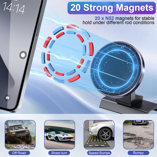 Kaishengyuan Magnetic Car Phone Holder for Toyota Tacoma 2016-2023, 3rd Gen Tacoma Dashboard Clip Cell Phone Cradles Adjustable 20x Super Strong Magnet Phone Stand Phone Mount Fit for All Smartphone