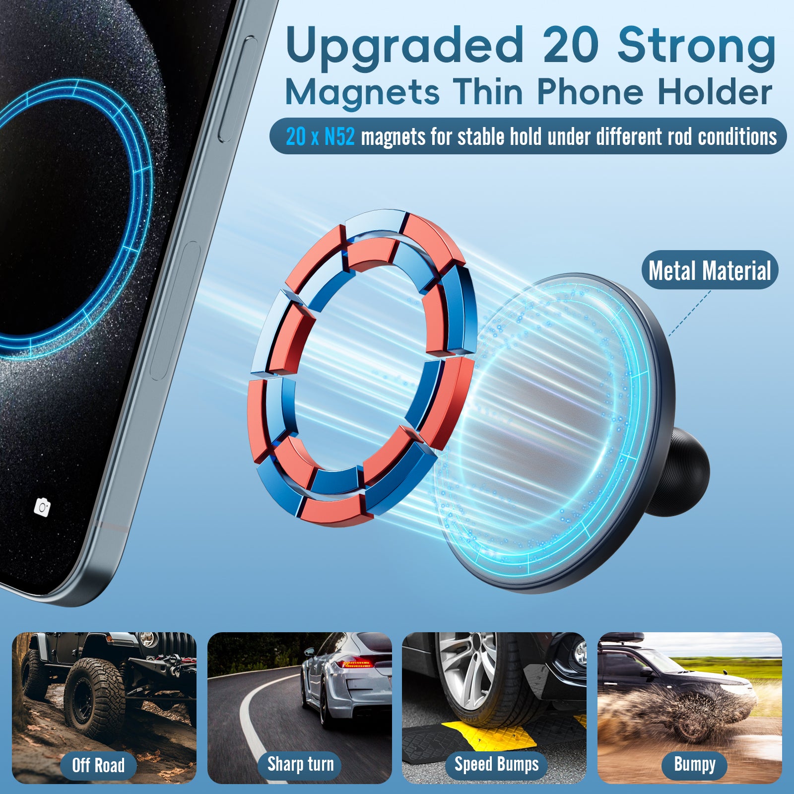 Kaishengyuan Magnetic Vent Phone Mount Compatible with 2015-2020 Ford F-150, 2017-2021 Super Duty & 2018-2021 Expedition, Car Full Metal Phone Holder Cradles Bracket Stand for All Smartphone