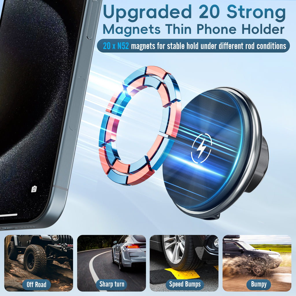 Kaishengyuan Wireless Charger Magnetic Vent Phone Mount Compatible with 2021-2026 Ford F-150, 2023-2026 Super Duty F250/F350/F450, Metal Phone Holder Cradles Bracket Stand with Arm for All Smartphone