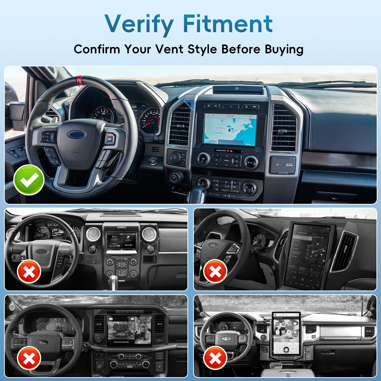 Kaishengyuan Metal Vent Phone Mount Compatible with 2015-2020 Ford F-150, 2017-2021 Super Duty & 2018-2021 Expedition, Car Solid Phone Holder Cellphone Cradles Bracket Stand for All Smartphone