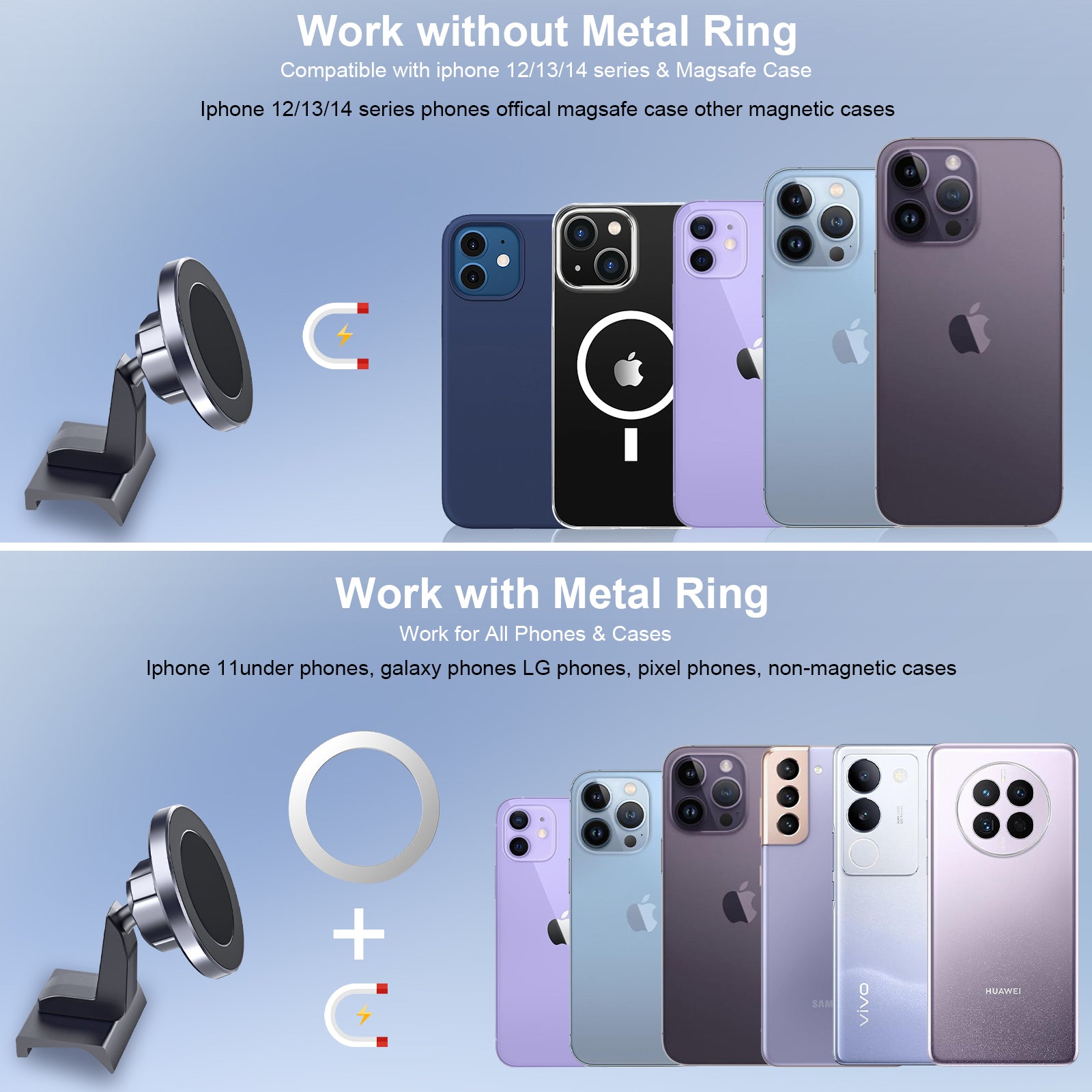 Kaishengyuan Magnetic Car Phone Holder for Toyota Tacoma 2016-2023, 3rd Gen Tacoma Dashboard Clip Cell Phone Cradles Adjustable 20x Super Strong Magnet Phone Stand Phone Mount Fit for All Smartphone