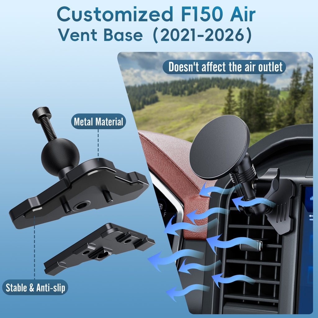 Car Vent Magnetic Phone Mount Compatible with 2021-2026 Ford F-150, 2022-2026 F-150 Lightning XL & PRO,2023-2026 Ford Super Duty, Metal Cell Phone Holder Cradles Bracket Stand for All Smartphones