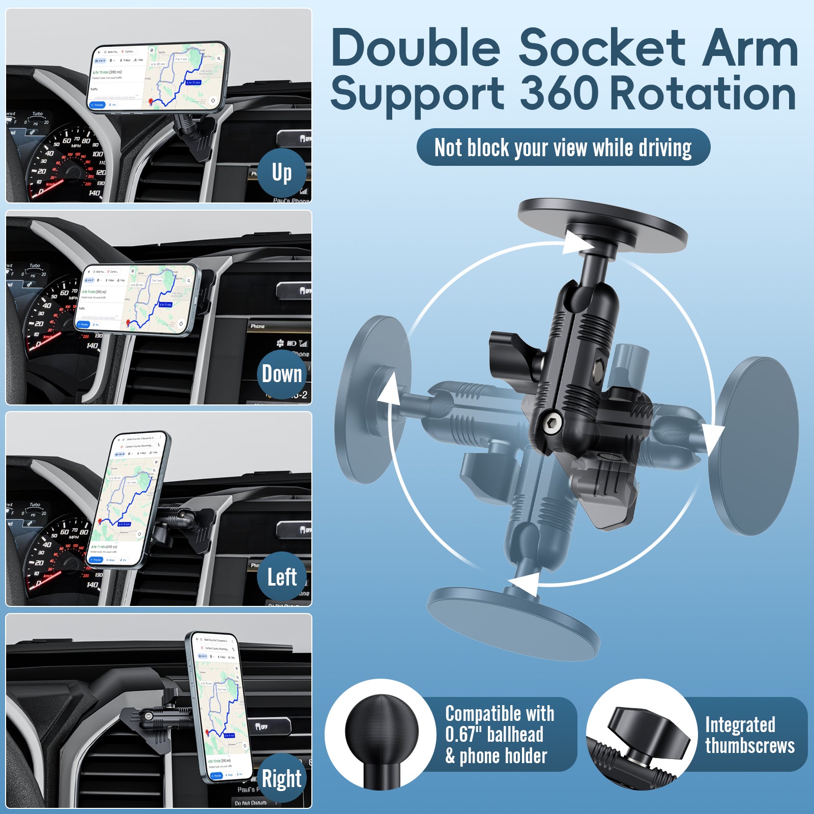 Kaishengyuan Magnetic Vent Phone Mount Compatible with 2015-2020 Ford F-150, 2017-2021 Super Duty & 2018-2021 Expedition, Car Full Metal Phone Holder Cradles Bracket Stand for All Smartphone