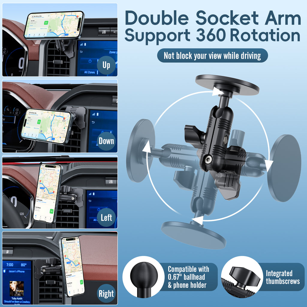 Car Vent Magnetic Phone Mount Compatible with 2021-2026 Ford F-150, 2022-2026 F-150 Lightning XL & PRO,2023-2026 Ford Super Duty, Metal Cell Phone Holder Cradles Bracket Stand for All Smartphones