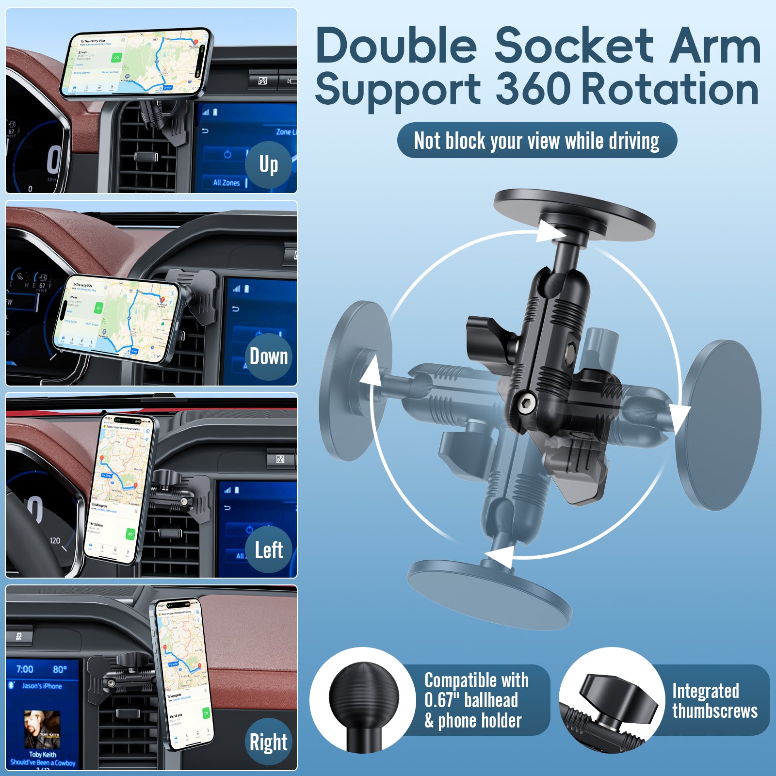 Car Vent Magnetic Phone Mount Compatible with 2021-2026 Ford F-150, 2022-2026 F-150 Lightning XL & PRO,2023-2026 Ford Super Duty, Metal Cell Phone Holder Cradles Bracket Stand for All Smartphones