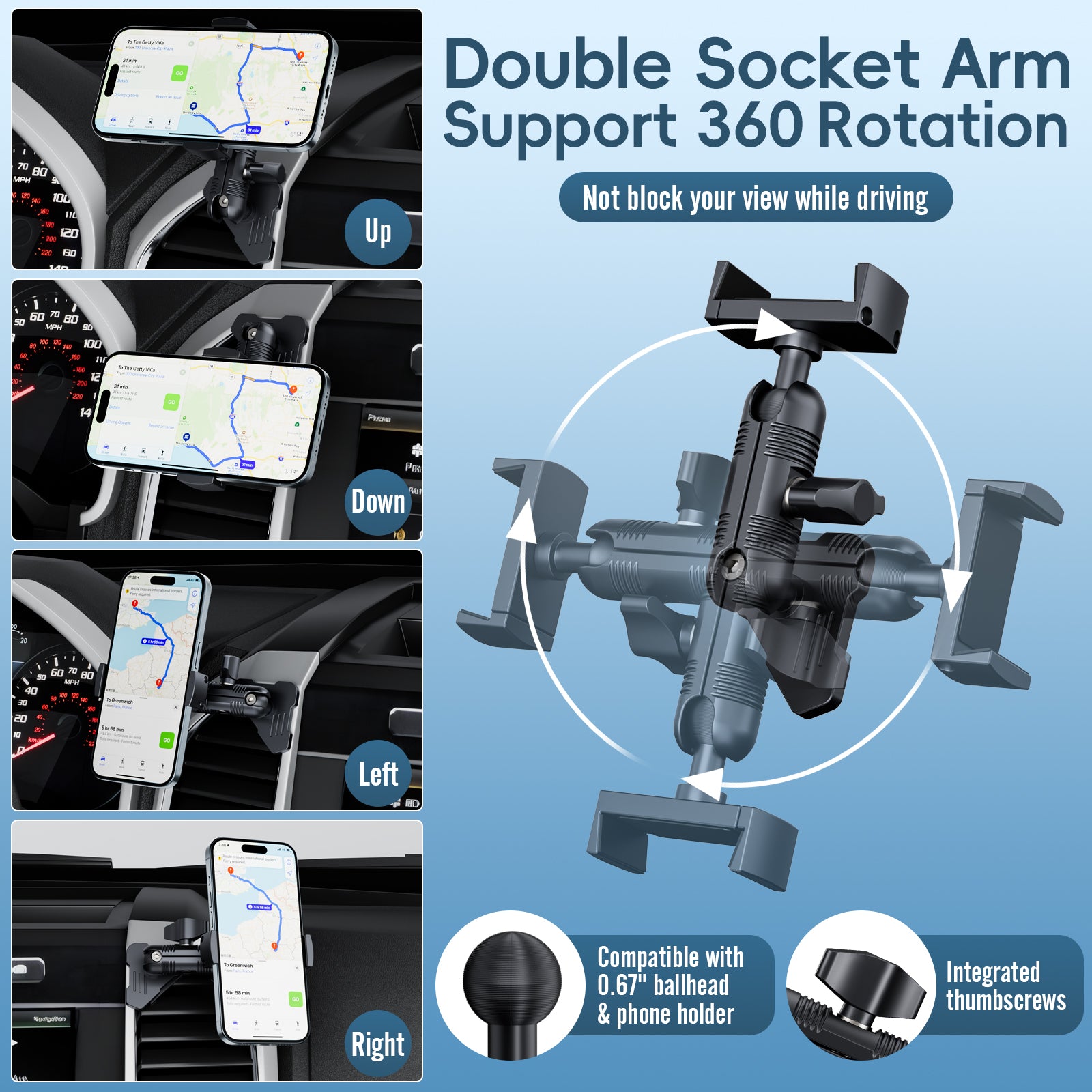Kaishengyuan Metal Vent Phone Mount Compatible with 2015-2020 Ford F-150, 2017-2021 Super Duty & 2018-2021 Expedition, Car Solid Phone Holder Cellphone Cradles Bracket Stand for All Smartphone