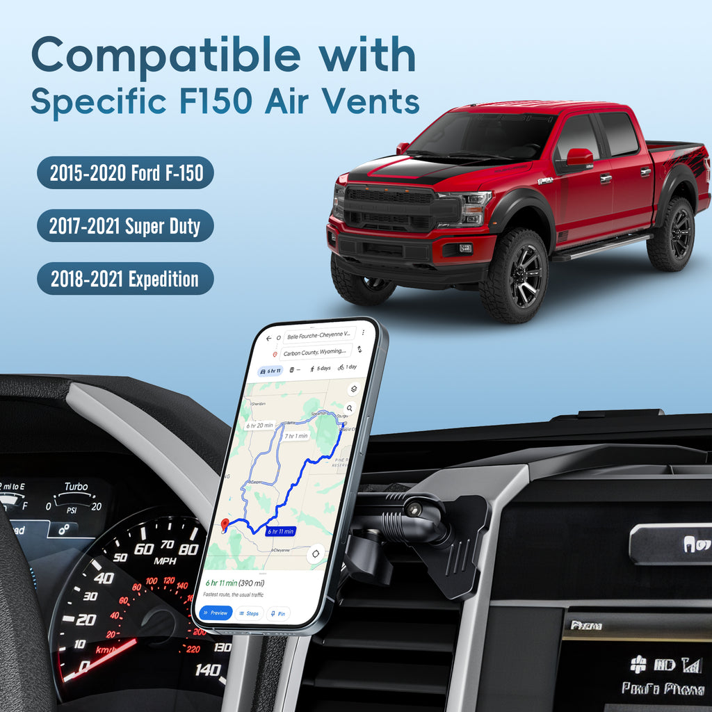 Kaishengyuan Magnetic Vent Phone Mount Compatible with 2015-2020 Ford F-150, 2017-2021 Super Duty & 2018-2021 Expedition, Car Full Metal Phone Holder Cradles Bracket Stand for All Smartphone