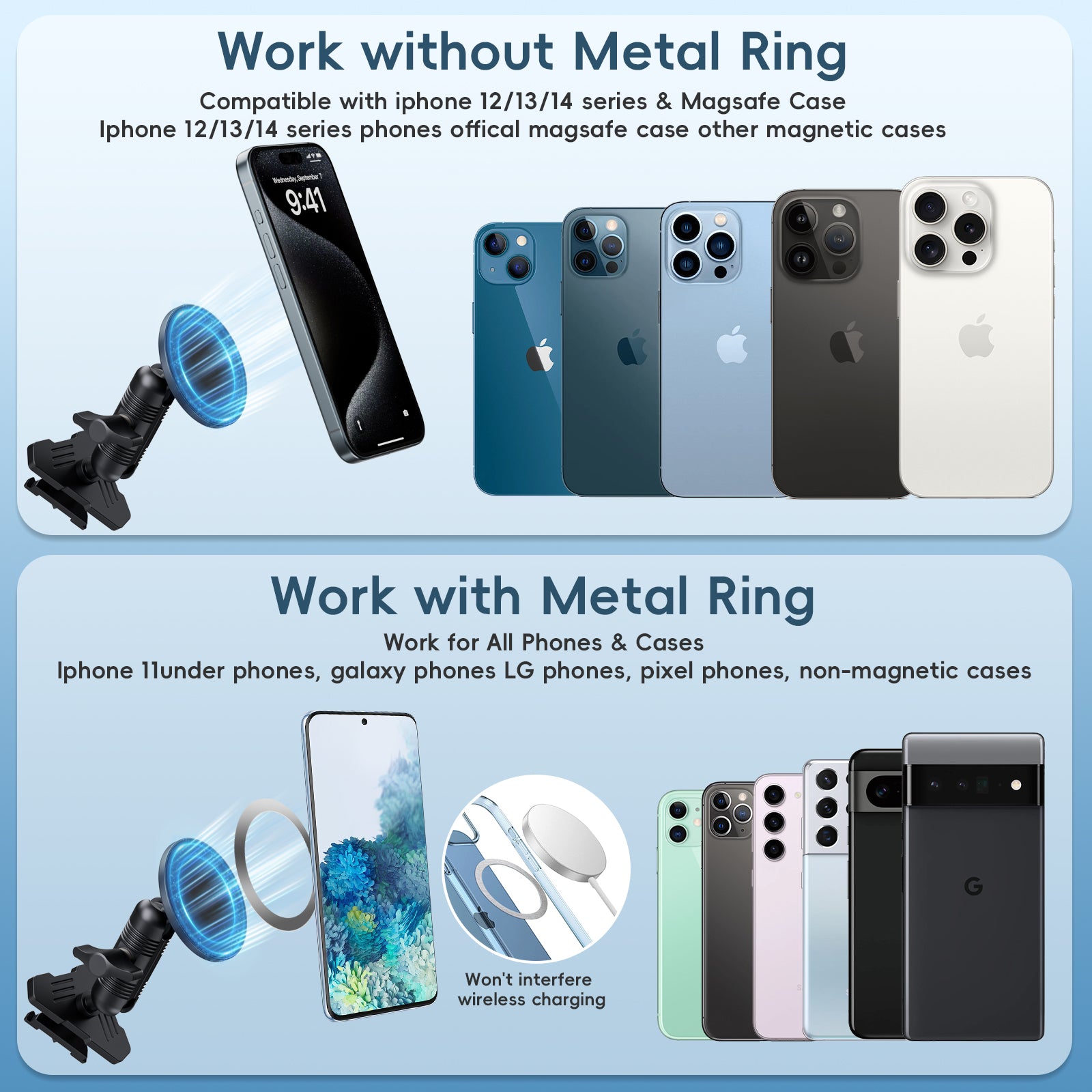 Kaishengyuan Magnetic Vent Phone Mount Compatible with 2015-2020 Ford F-150, 2017-2021 Super Duty & 2018-2021 Expedition, Car Full Metal Phone Holder Cradles Bracket Stand for All Smartphone