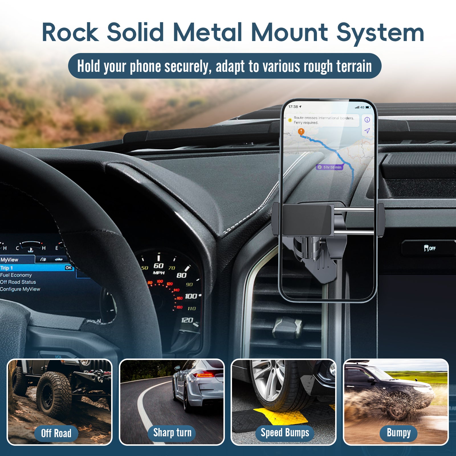 Kaishengyuan Metal Vent Phone Mount Compatible with 2015-2020 Ford F-150, 2017-2021 Super Duty & 2018-2021 Expedition, Car Solid Phone Holder Cellphone Cradles Bracket Stand for All Smartphone
