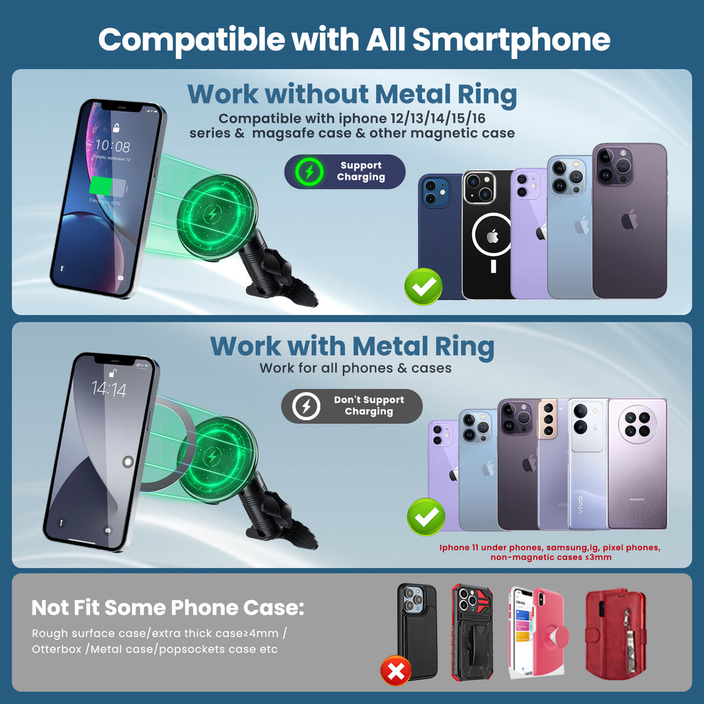 Kaishengyuan Wireless Charger Magnetic Vent Phone Mount Compatible with Tacoma 2016-2023 and 2014-2021 Toyota Tundra, 3rd Gen Tacoma Cell Phone Cradles with 20x Super Strong Magnet Phone Holder