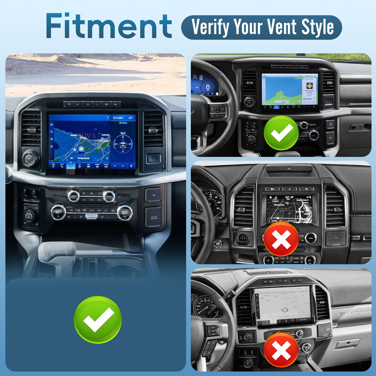 Car Vent Wireless Charger Magnetic Phone Mount Compatible with 2021-2026 Ford F-150, 2023-2026 Super Duty F250/F350/F450, Metal Phone Holder Cradles Bracket Stand for All Smartphones (No Socket Arm)