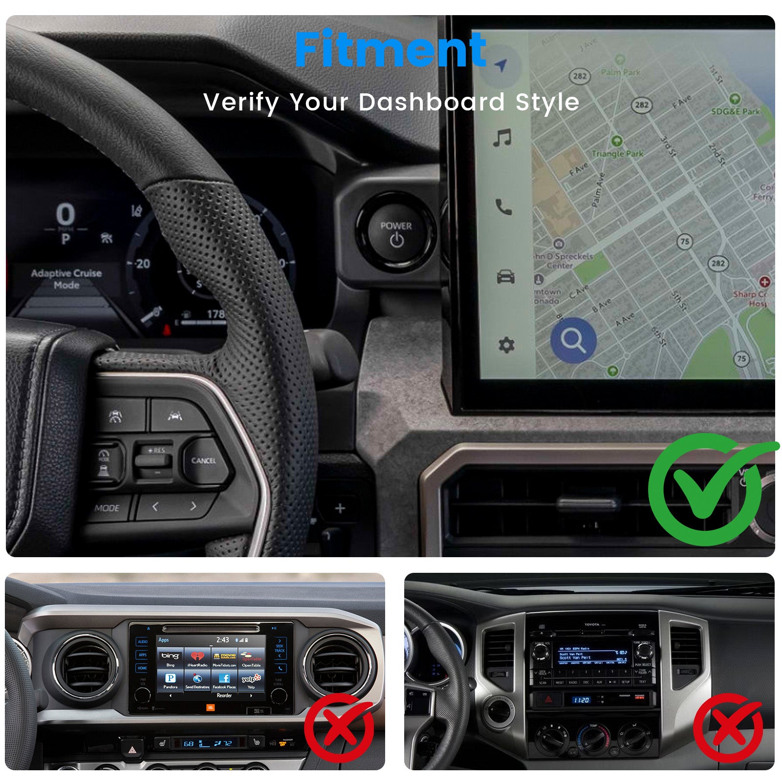 Kaishengyuan Magnetic Phone Mount Compatible with 2024-2026 Toyota Tacoma, 360° Rotation 4th Metal Phone Holder Dashboard Cradles Bracket Stand for All Smartphones
